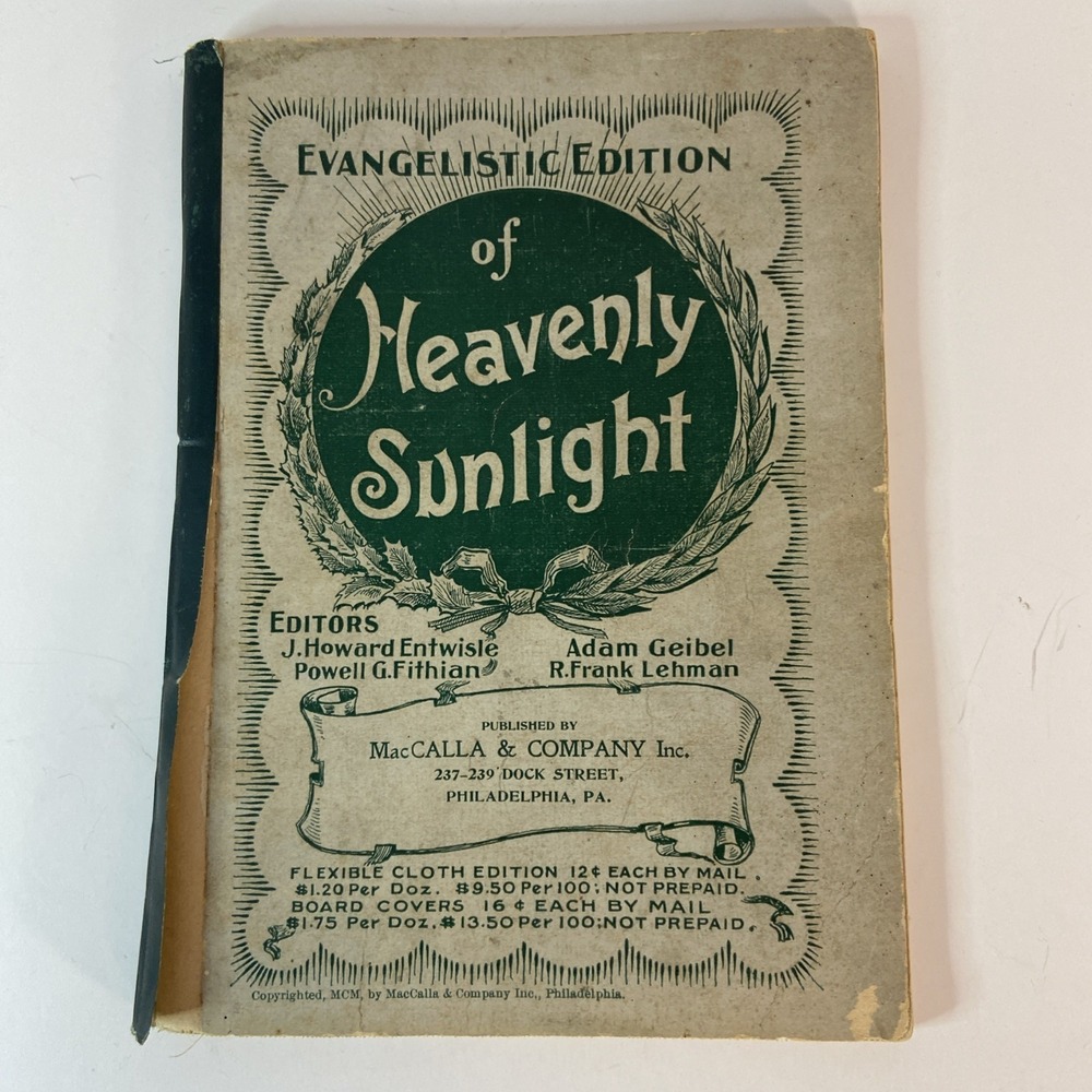 Antique 1900 Evangelistic Edition of‎ Heavenly Sunlight Flexible Cloth Hymn Book